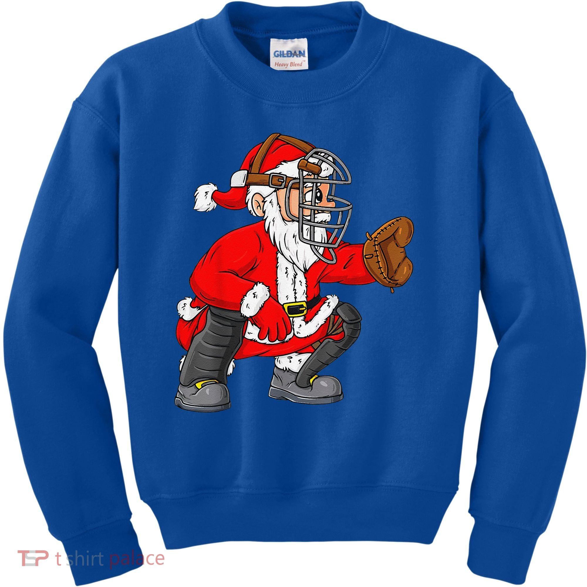 Christmas Santa Claus Baseball Catcher Xmas Kids Sweatshirt