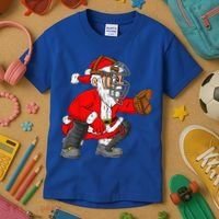 Christmas Santa Claus Baseball Catcher Xmas Kids T-Shirt thumb 3
