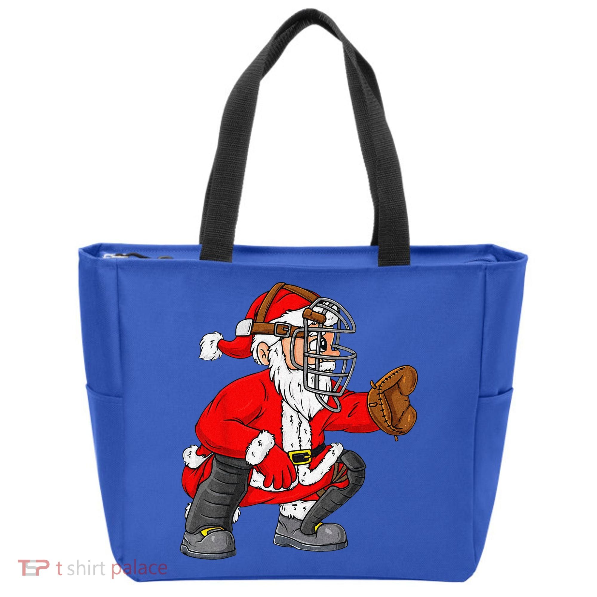 Christmas Santa Claus Baseball Catcher Xmas Tote Bag