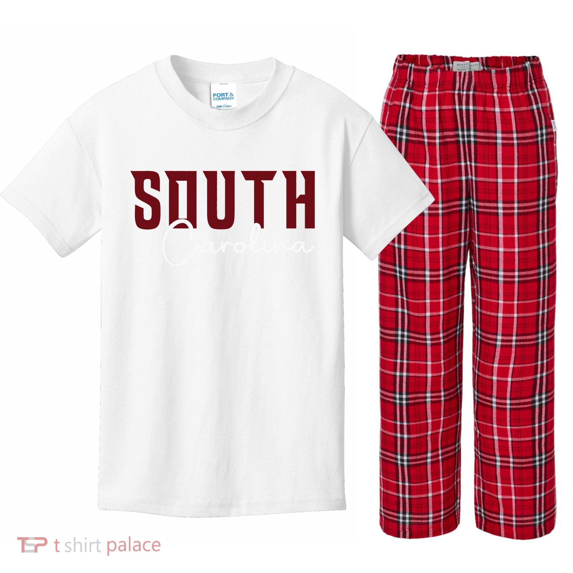 Classic South Carolina Souvenir Kids Plaid Pajama Set