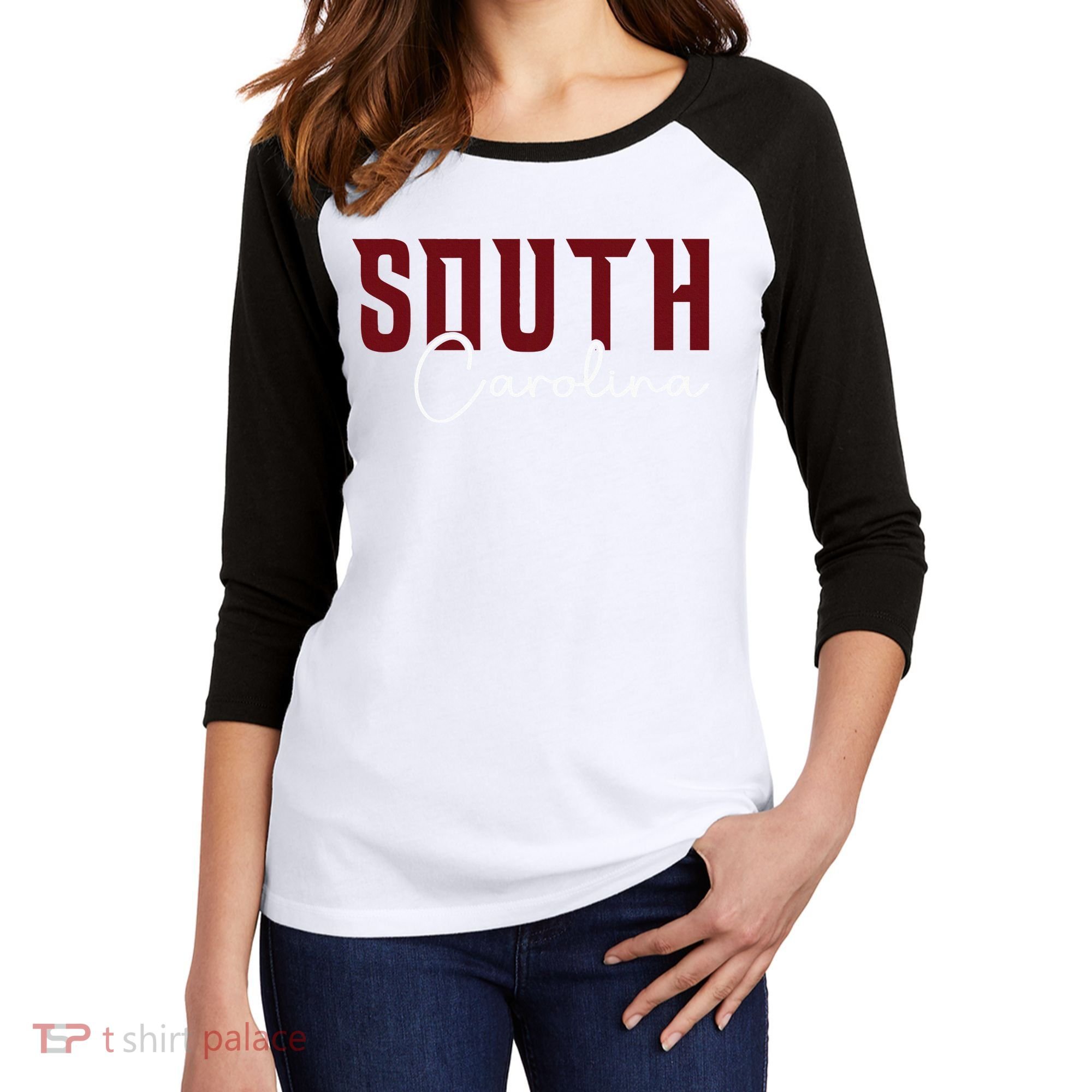 Classic South Carolina Souvenir Women's Tri-Blend 3/4-Sleeve Raglan Shirt