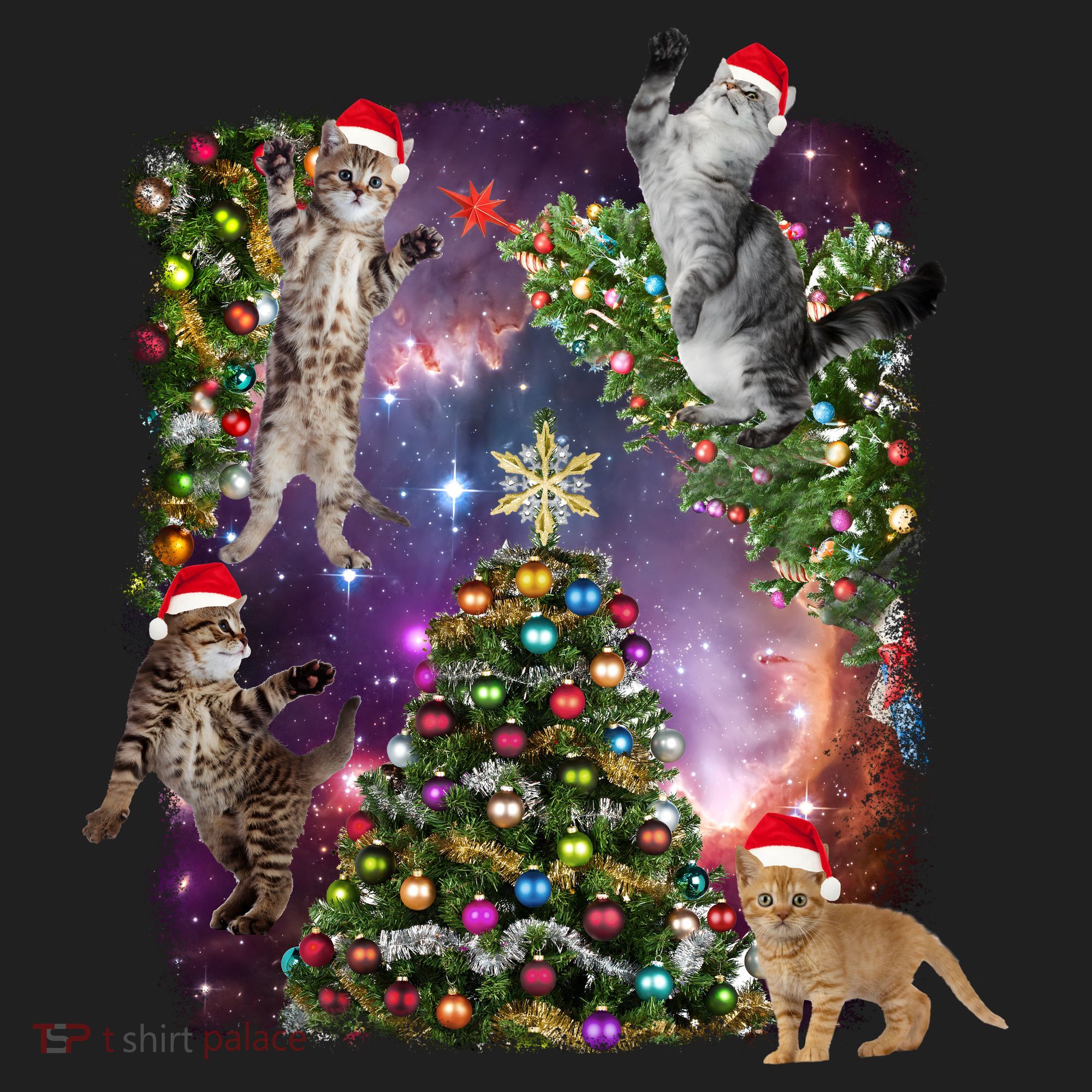 Christmas Space Cats Women's Sweatshirt