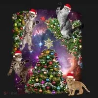 Christmas Space Cats Doggie Tank thumb 4
