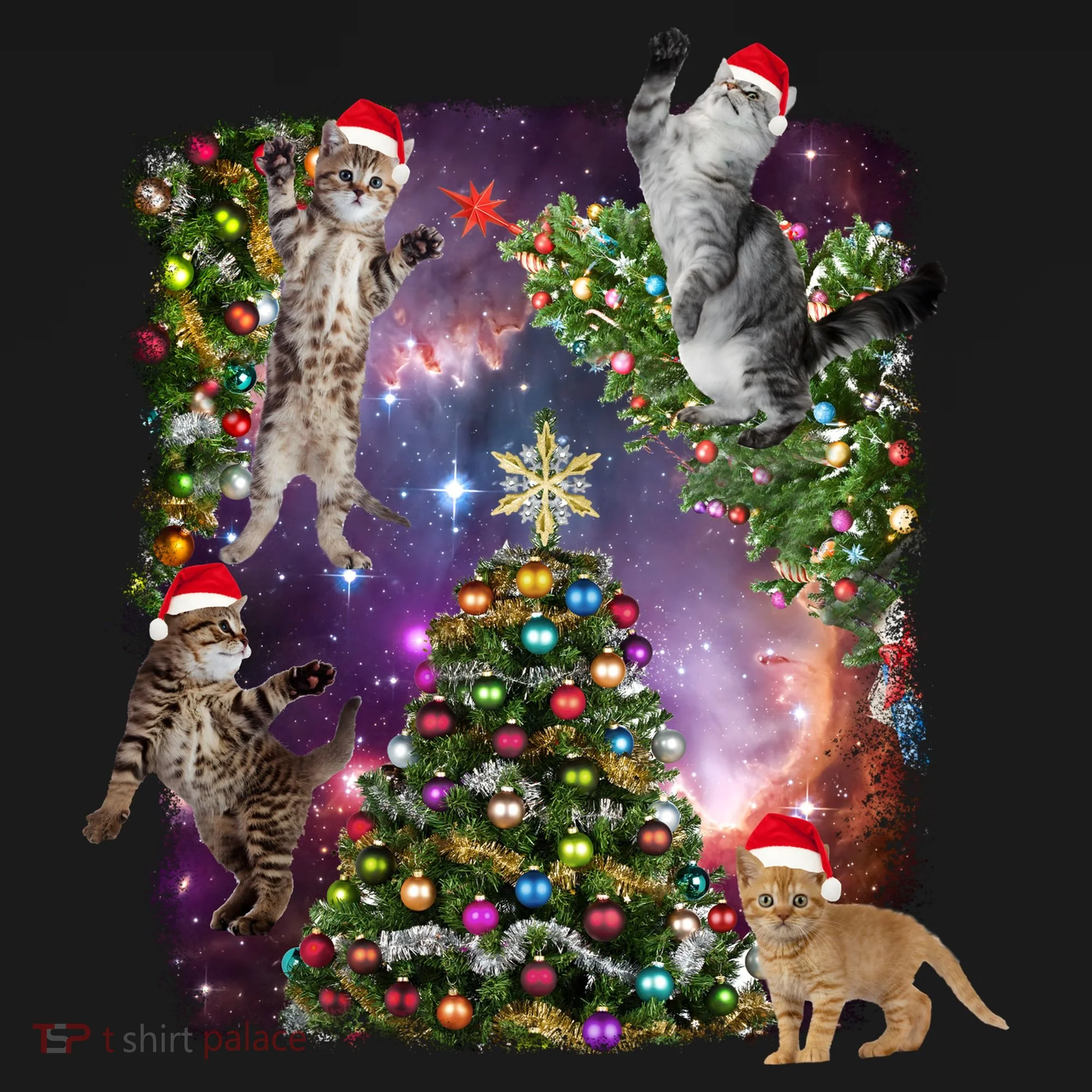 Christmas Space Cats Doggie Tank