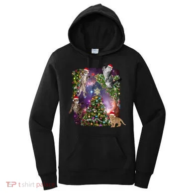 Christmas Space Cats Women's Hoodie