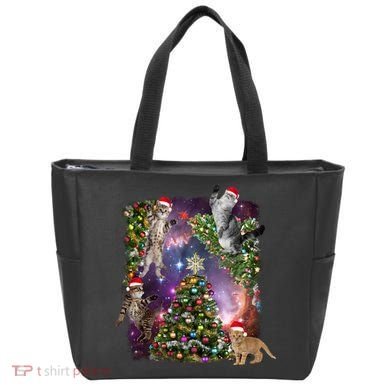 Christmas Space Cats Tote Bag