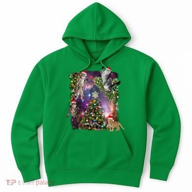 Christmas Space Cats Hoodie