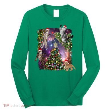 Christmas Space Cats Long Sleeve Shirt