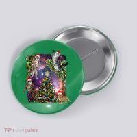 Christmas Space Cats Button thumb 0
