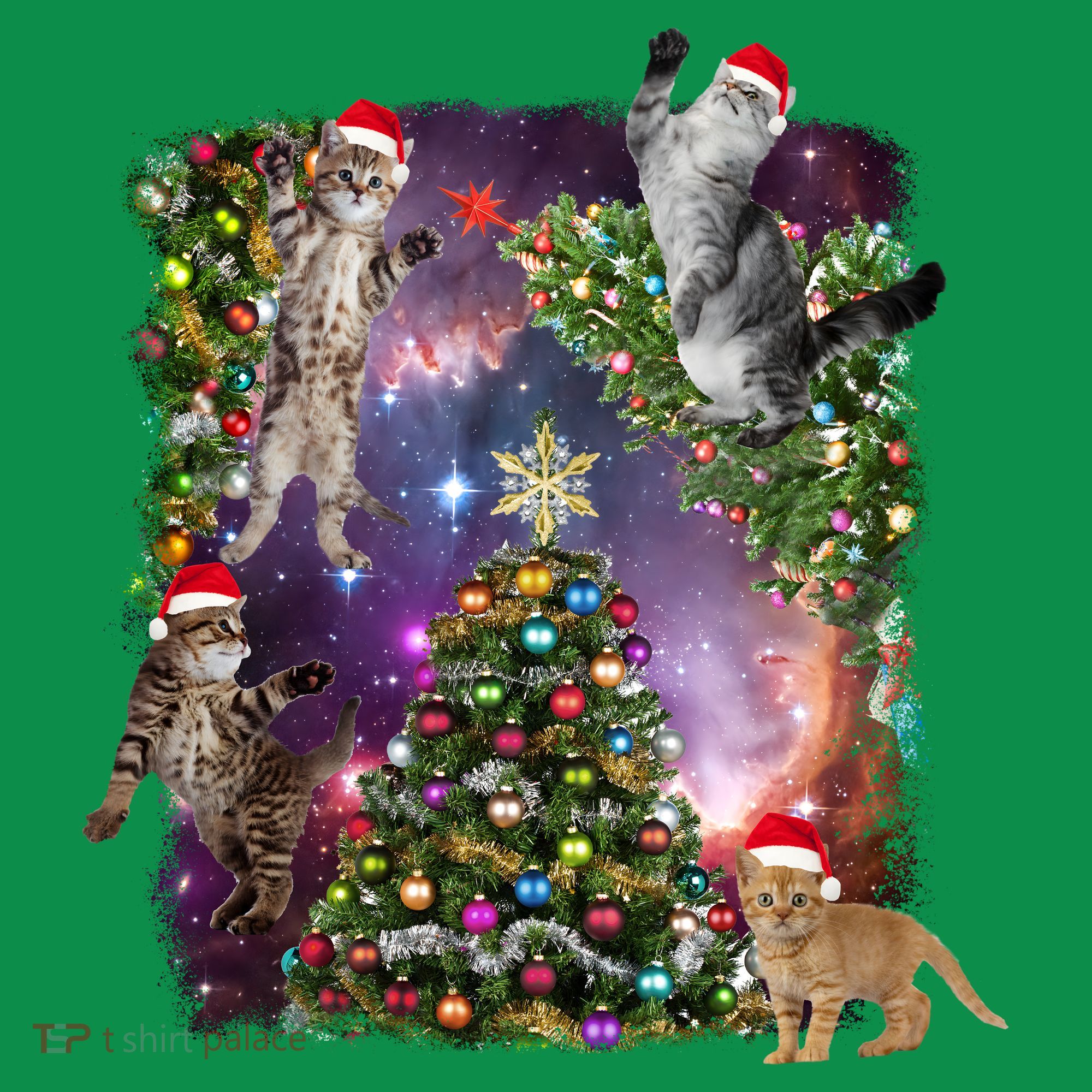Christmas Space Cats Mousepad