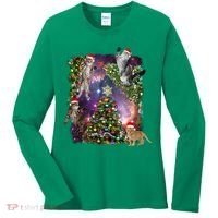 Christmas Space Cats Women's Long Sleeve Shirt thumb 0