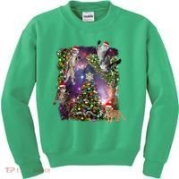 Christmas Space Cats Kids Sweatshirt thumb 0
