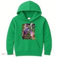 Christmas Space Cats Kids Hoodie thumb 0