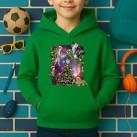 Christmas Space Cats Kids Hoodie thumb 2