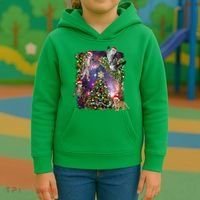 Christmas Space Cats Kids Hoodie thumb 3