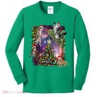 Christmas Space Cats Kids Long Sleeve Shirt thumb 0