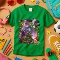 Christmas Space Cats Kids T-Shirt thumb 3