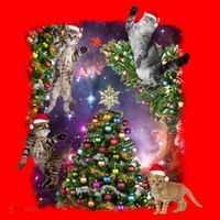 Christmas Space Cats Santa Hat thumb 1