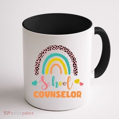 Cute School Counselor Rainbow Coffee Mug back