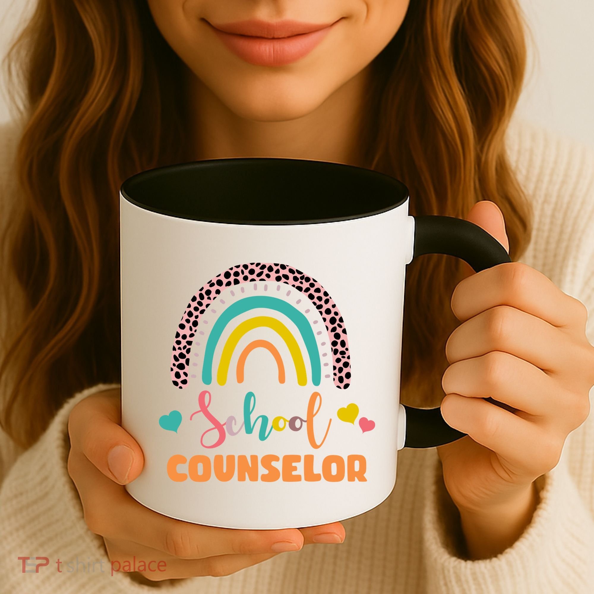Cute School Counselor Rainbow Coffee Mug