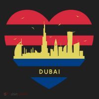 City Skyline Cityscape Heart Shape Birds Flying Dubai Gift Women's Sweatshirt thumb 2