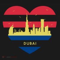 City Skyline Cityscape Heart Shape Birds Flying Dubai Gift Doggie Tank thumb 4