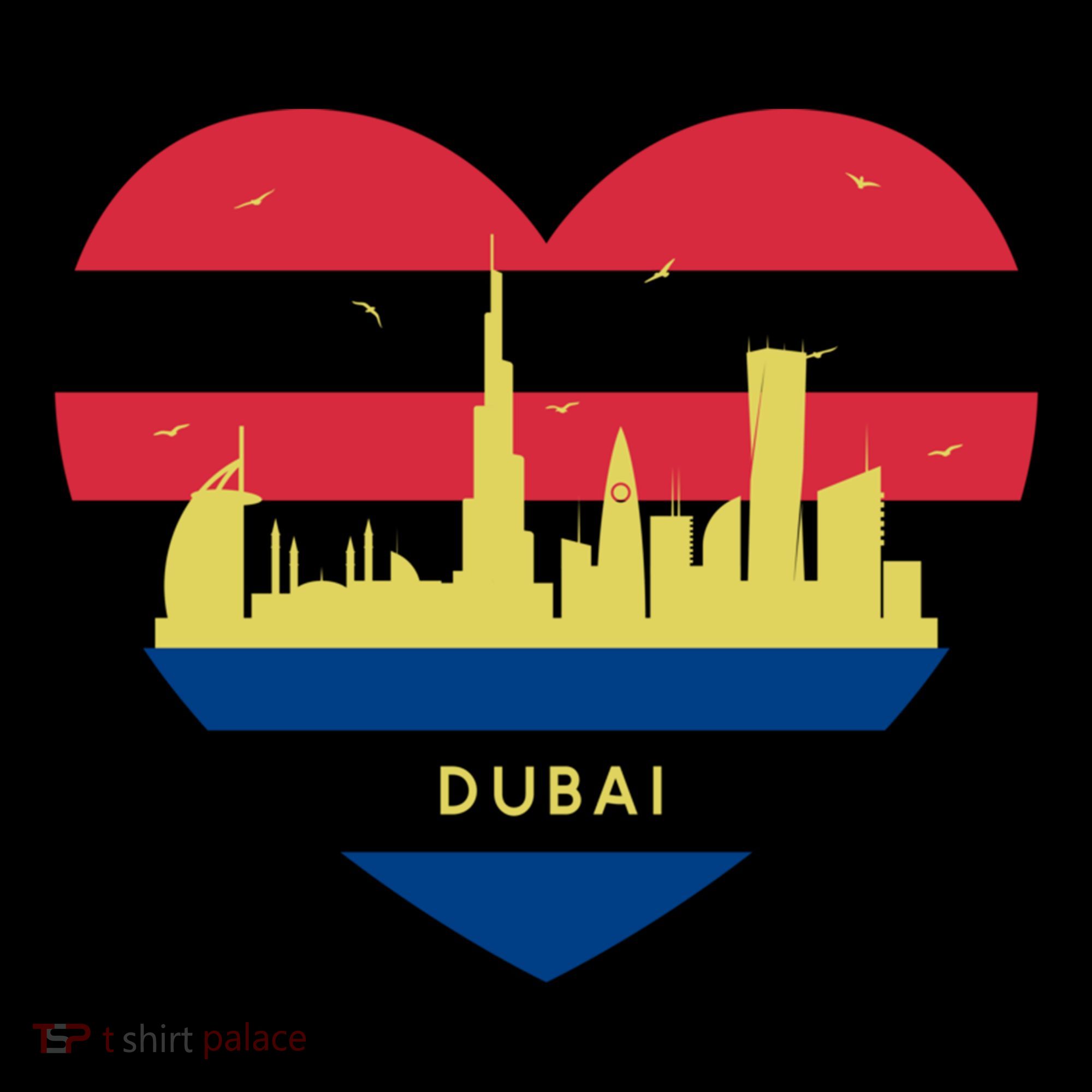 City Skyline Cityscape Heart Shape Birds Flying Dubai Gift Coffee Mug