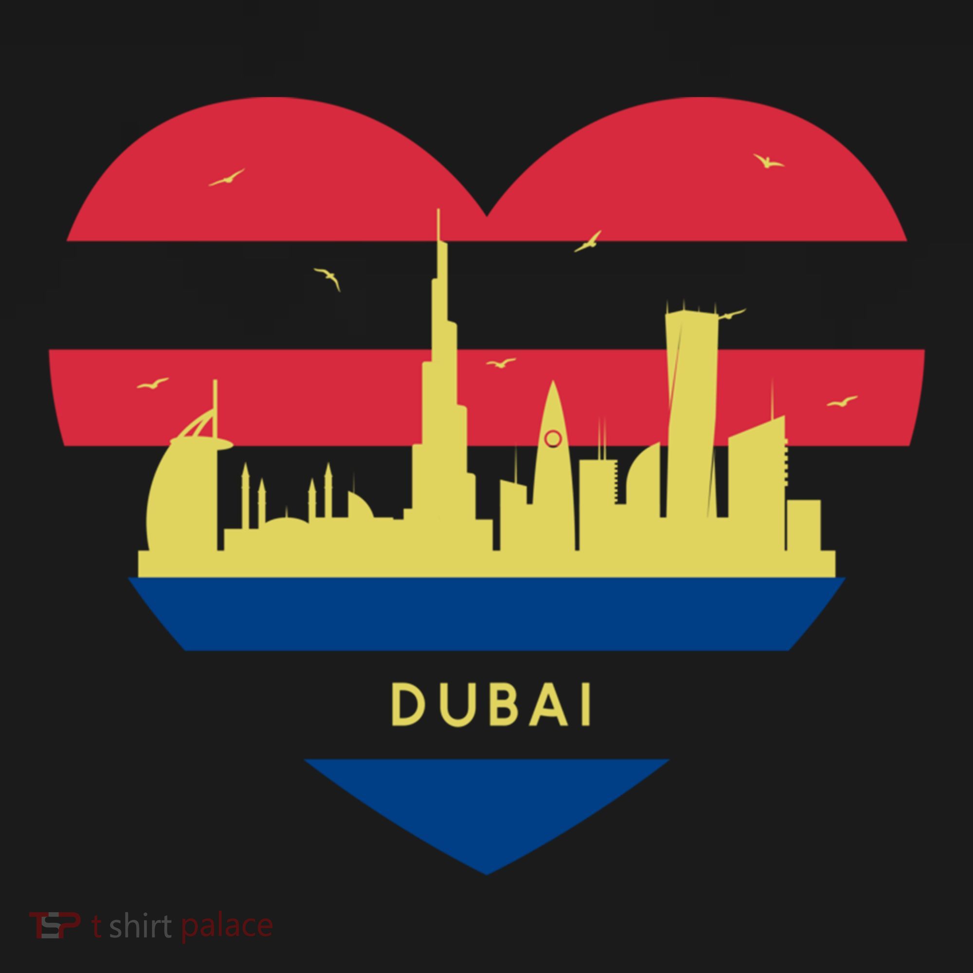 City Skyline Cityscape Heart Shape Birds Flying Dubai Gift Women's Hoodie
