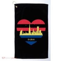 City Skyline Cityscape Heart Shape Birds Flying Dubai Gift Golf Towel thumb 0