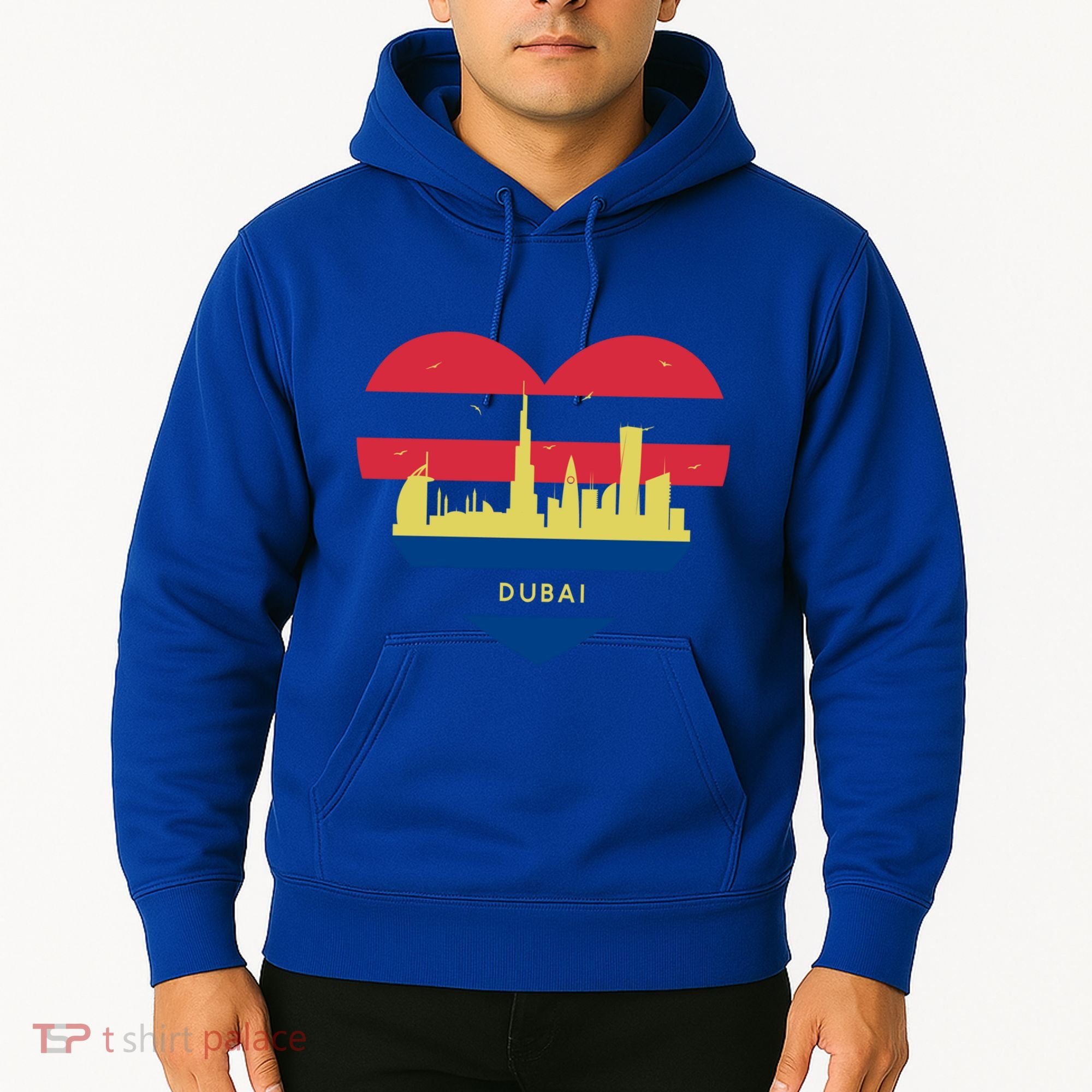 City Skyline Cityscape Heart Shape Birds Flying Dubai Gift Hoodie