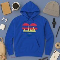 City Skyline Cityscape Heart Shape Birds Flying Dubai Gift Hoodie thumb 3