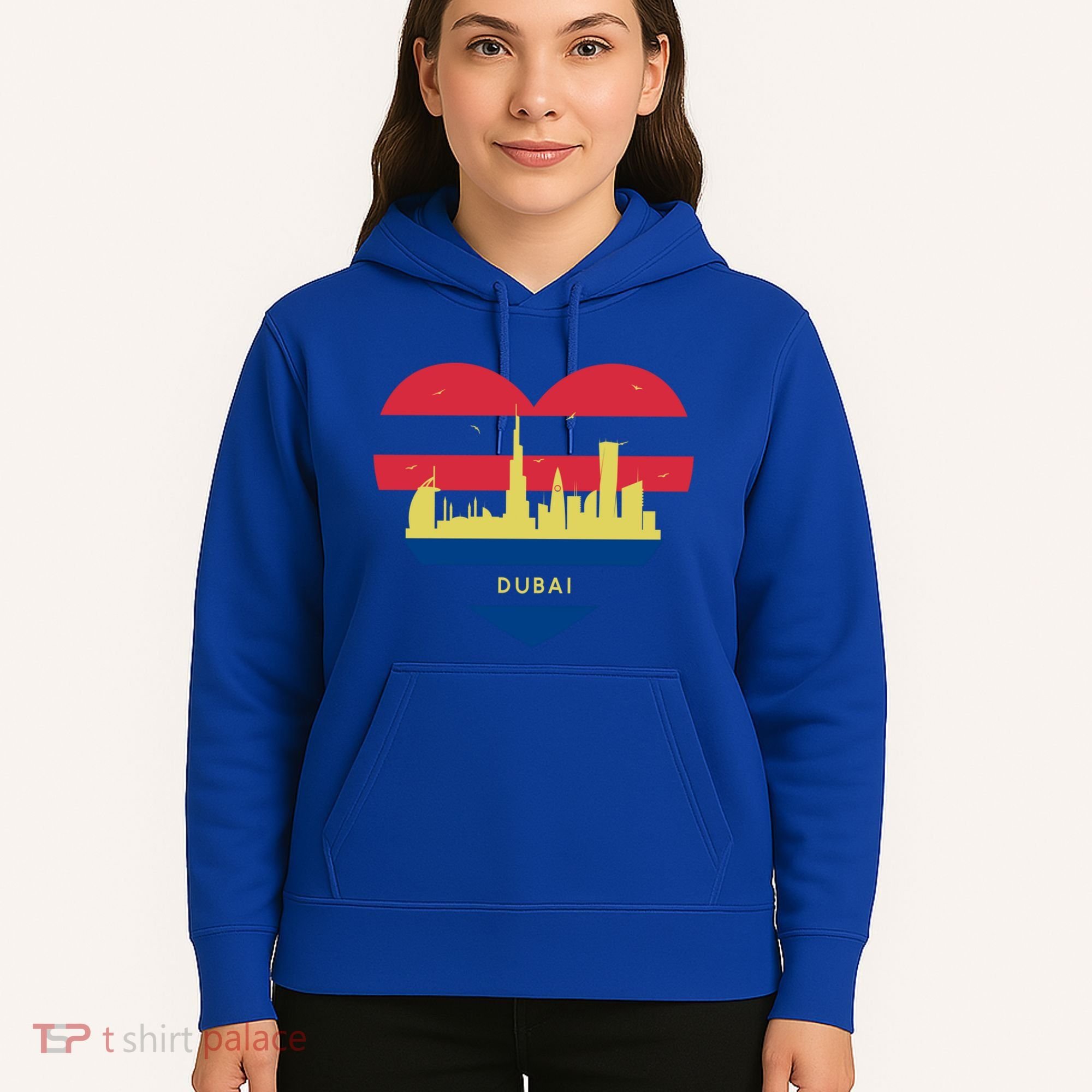 City Skyline Cityscape Heart Shape Birds Flying Dubai Gift Hoodie