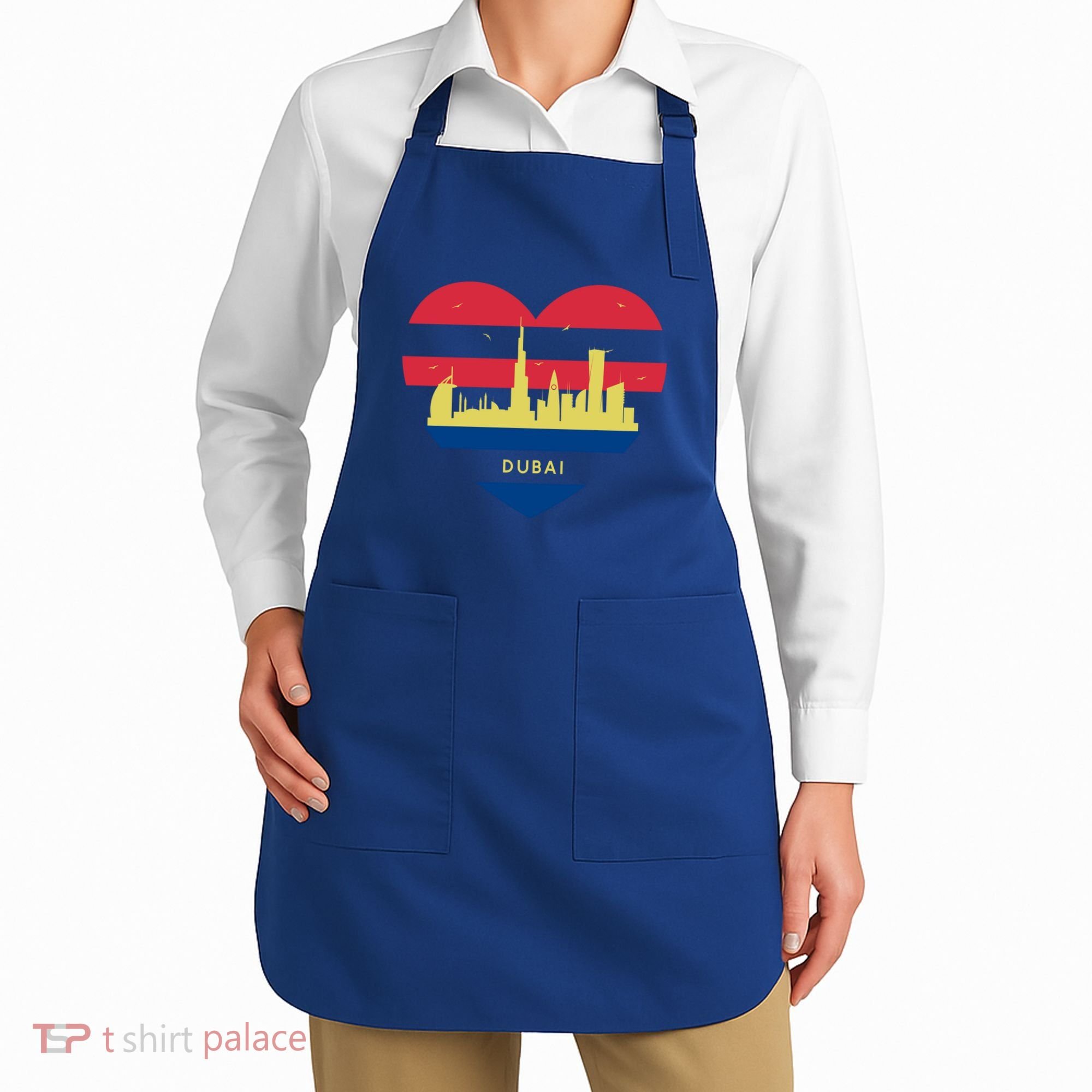 City Skyline Cityscape Heart Shape Birds Flying Dubai Gift Apron