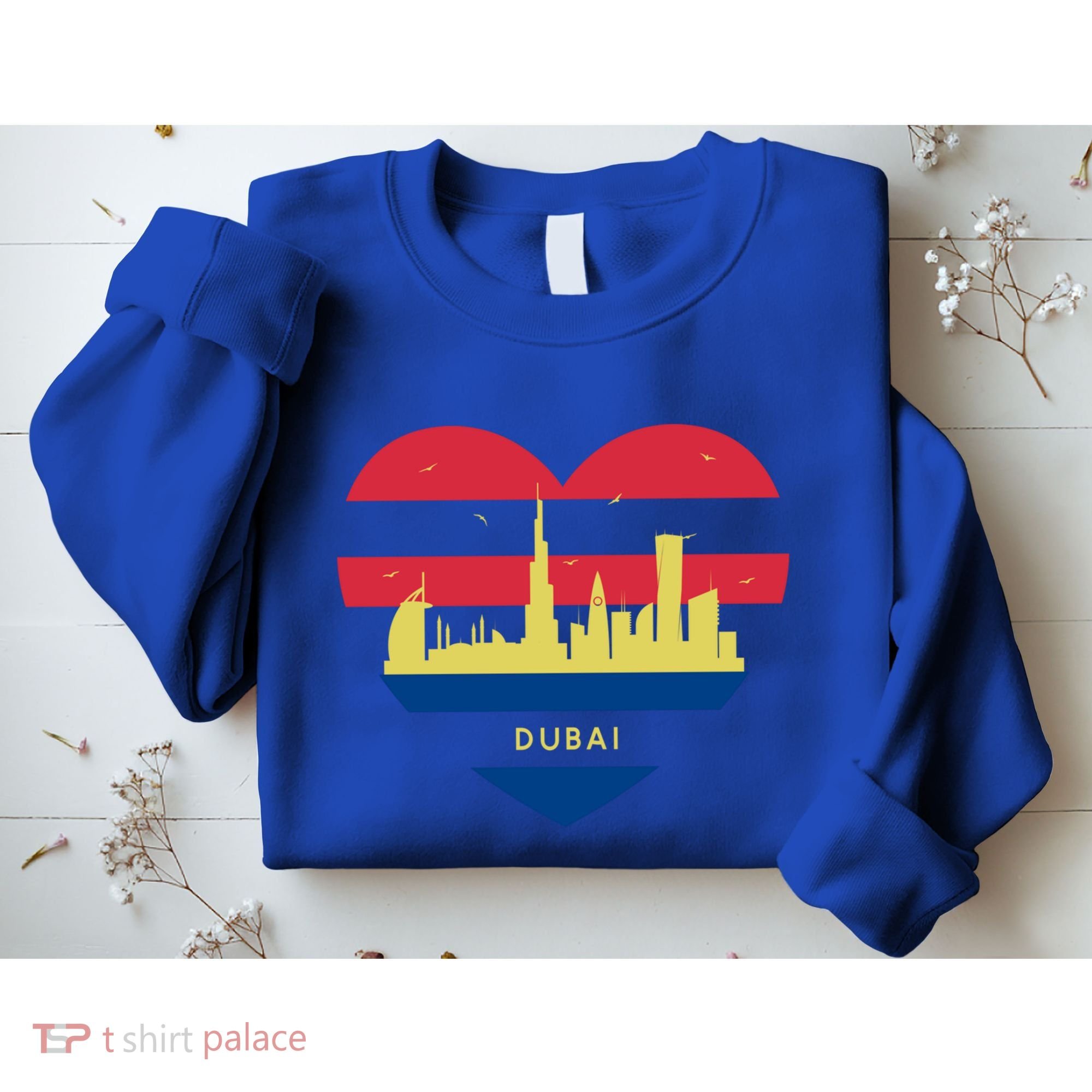 City Skyline Cityscape Heart Shape Birds Flying Dubai Gift Sweatshirt