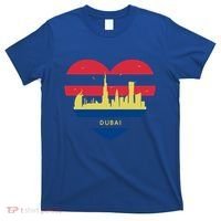 City Skyline Cityscape Heart Shape Birds Flying Dubai Gift T-Shirt thumb 0