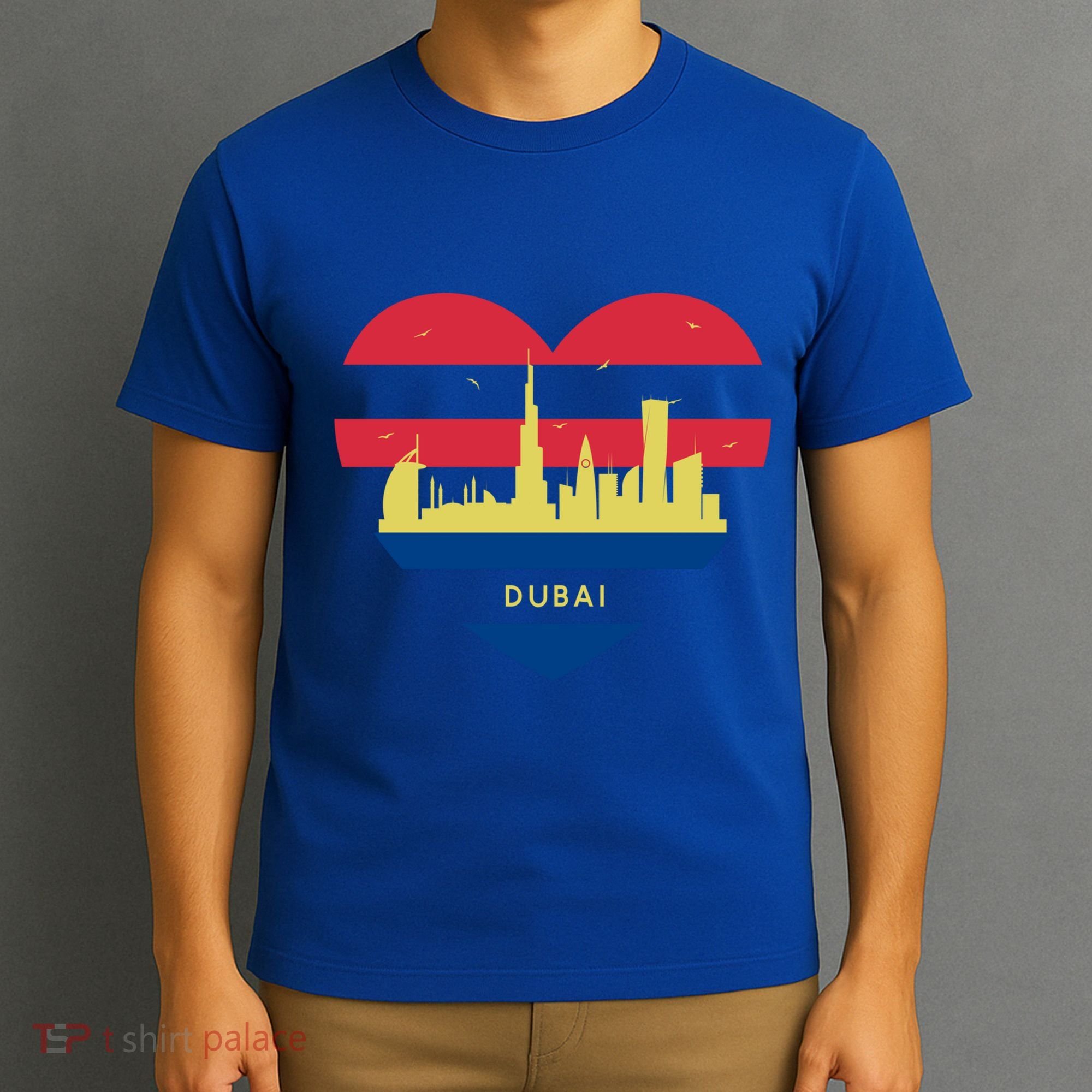 City Skyline Cityscape Heart Shape Birds Flying Dubai Gift T-Shirt