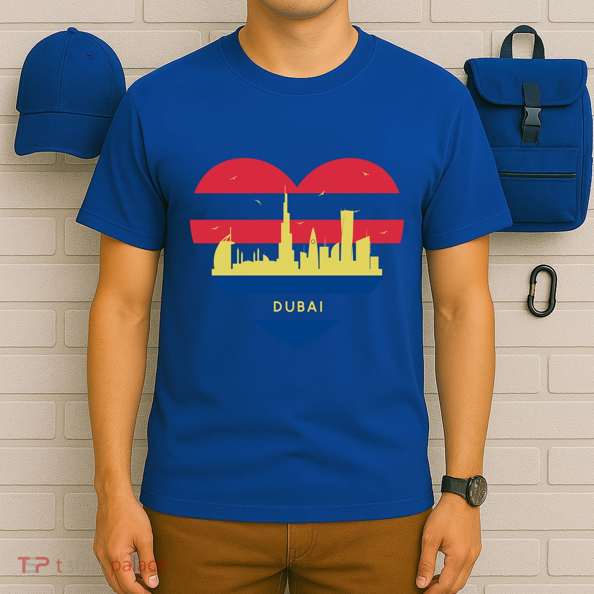 City Skyline Cityscape Heart Shape Birds Flying Dubai Gift T-Shirt