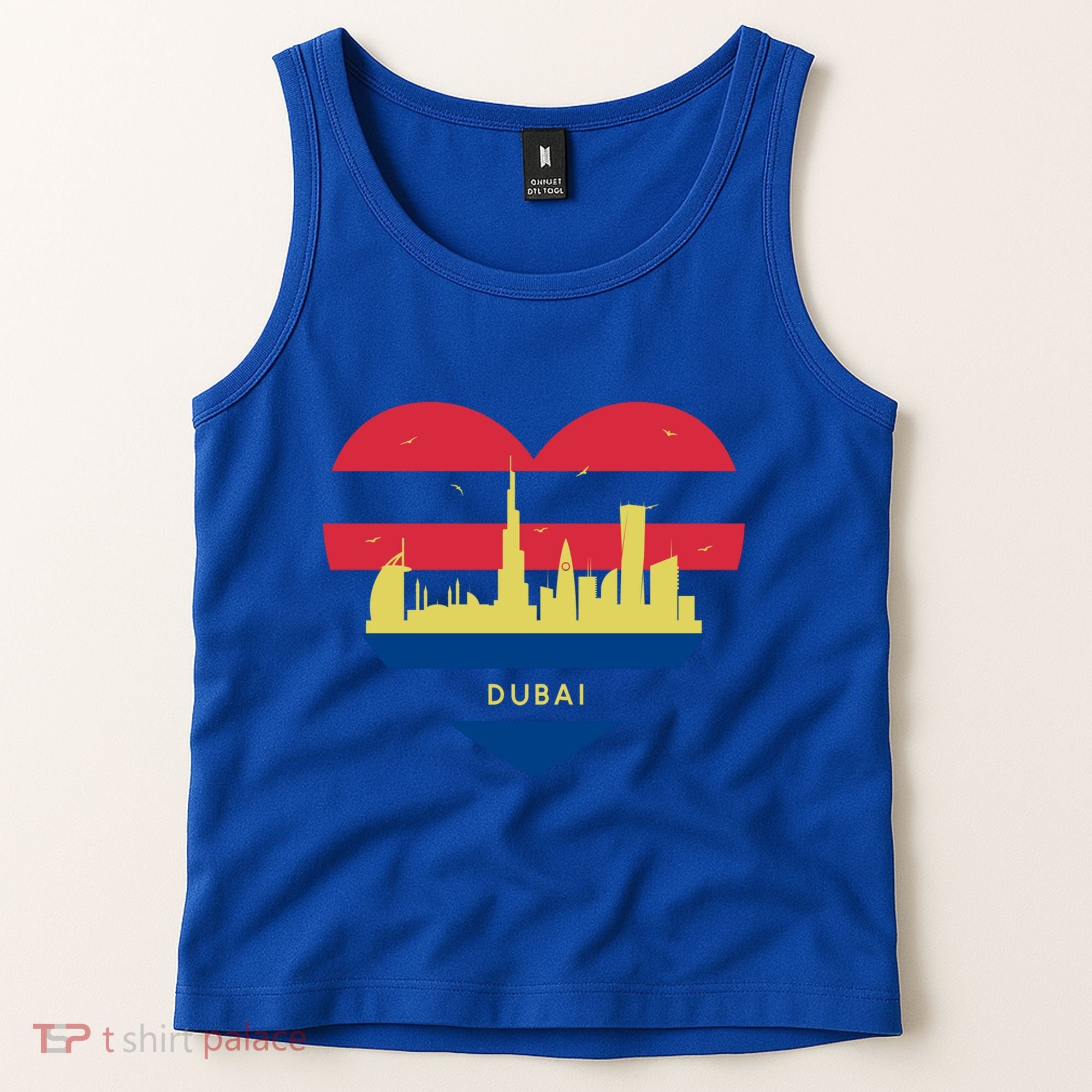 City Skyline Cityscape Heart Shape Birds Flying Dubai Gift Tank Top