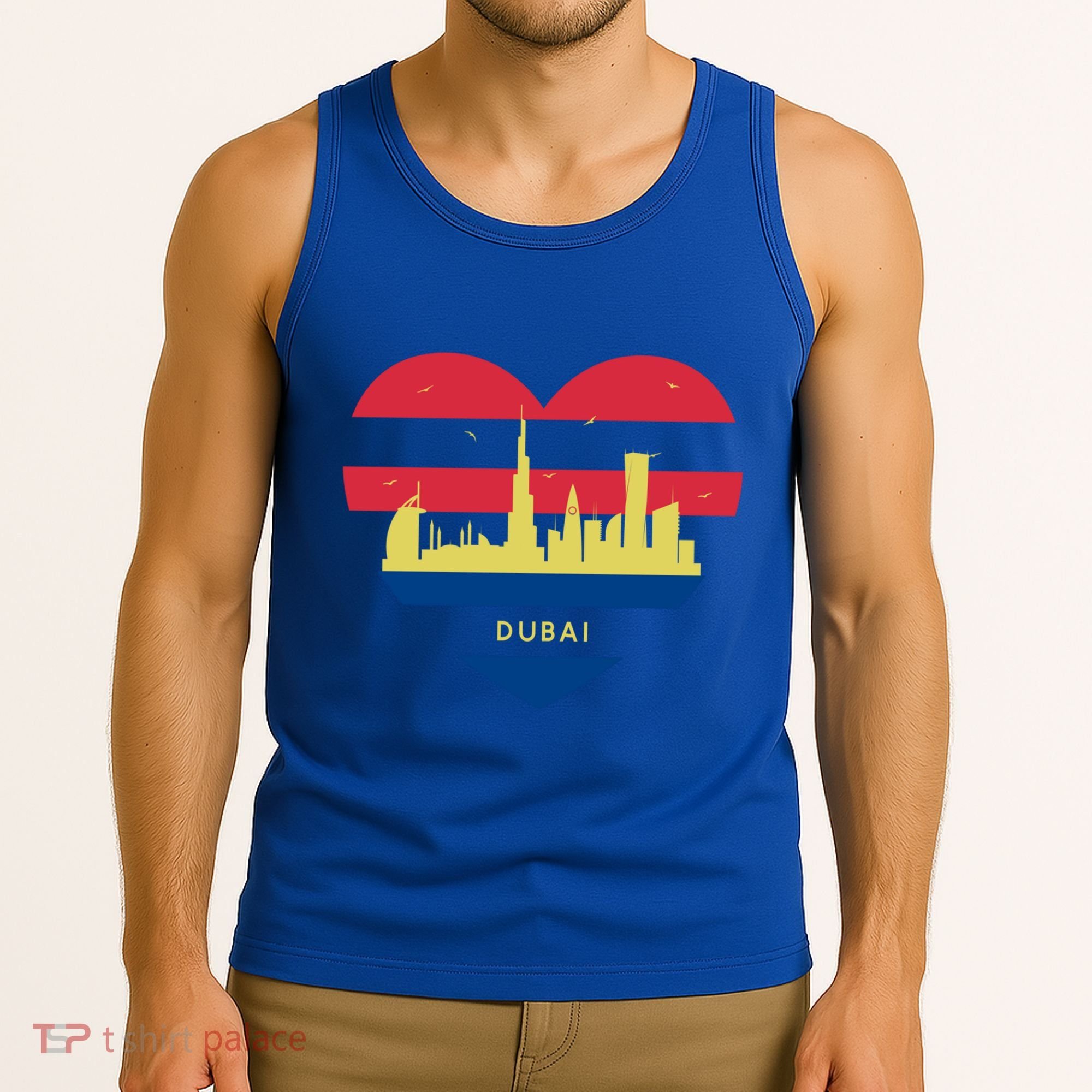 City Skyline Cityscape Heart Shape Birds Flying Dubai Gift Tank Top