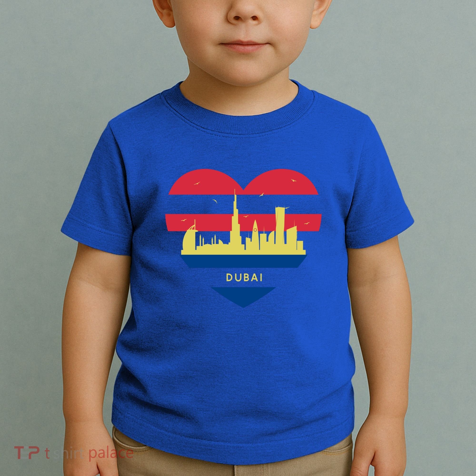 City Skyline Cityscape Heart Shape Birds Flying Dubai Gift Toddler T-Shirt