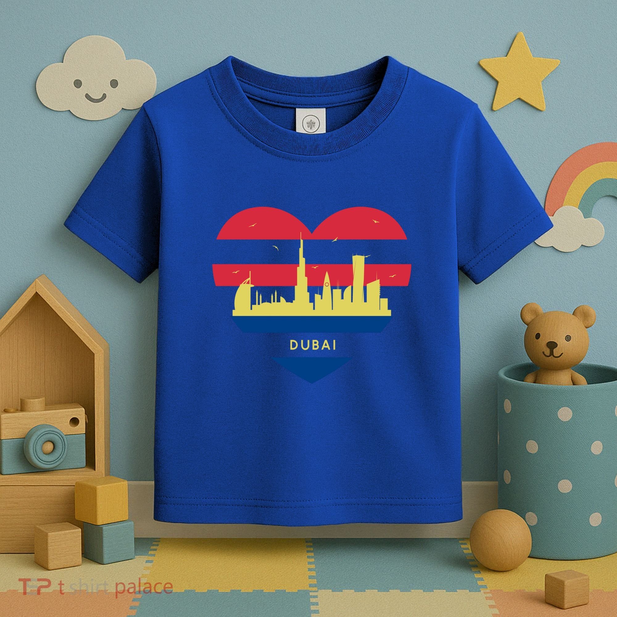 City Skyline Cityscape Heart Shape Birds Flying Dubai Gift Toddler T-Shirt