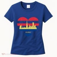 City Skyline Cityscape Heart Shape Birds Flying Dubai Gift Women's T-Shirt thumb 0