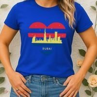 City Skyline Cityscape Heart Shape Birds Flying Dubai Gift Women's T-Shirt thumb 2