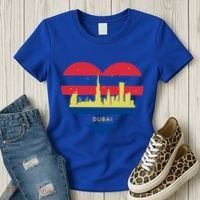 City Skyline Cityscape Heart Shape Birds Flying Dubai Gift Women's T-Shirt thumb 3
