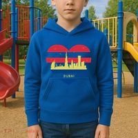 City Skyline Cityscape Heart Shape Birds Flying Dubai Gift Kids Hoodie thumb 2
