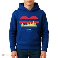 City Skyline Cityscape Heart Shape Birds Flying Dubai Gift Kids Hoodie thumb 4