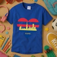 City Skyline Cityscape Heart Shape Birds Flying Dubai Gift Kids T-Shirt thumb 3