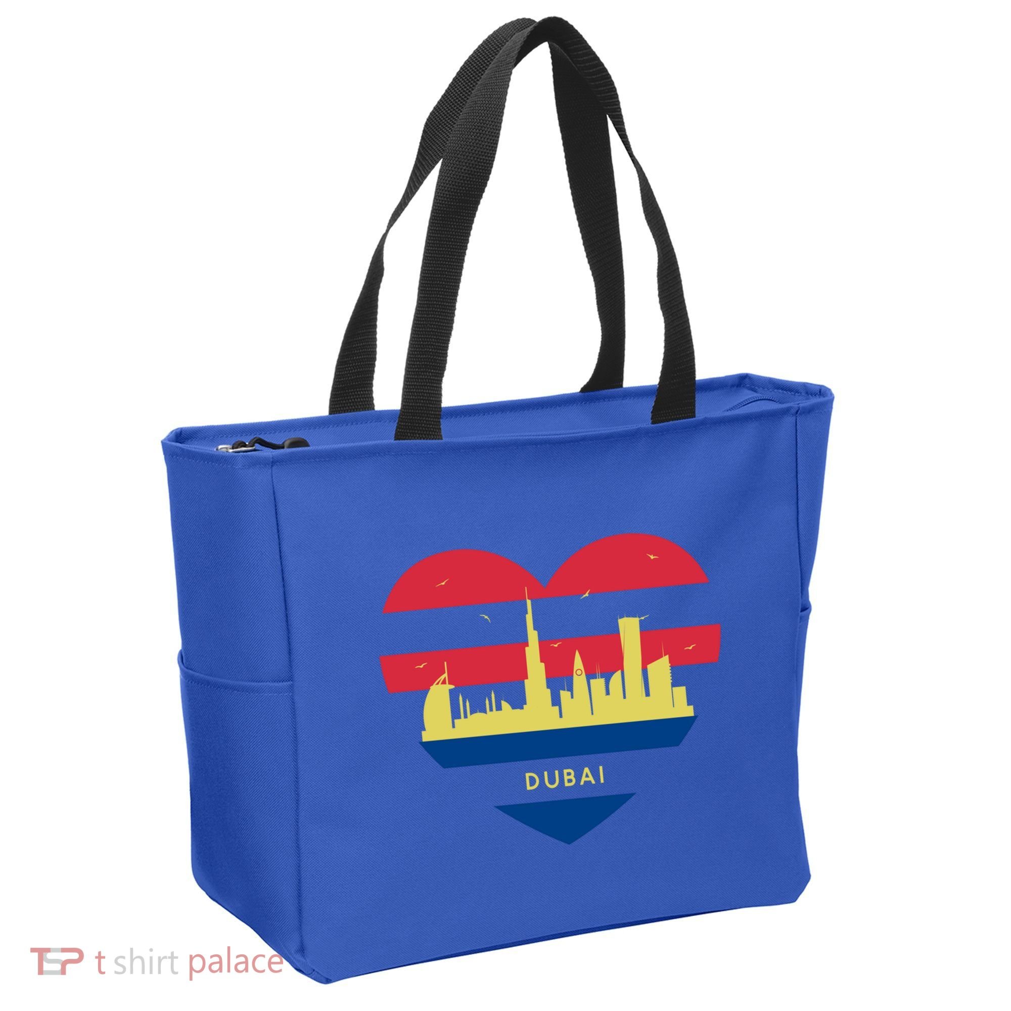 City Skyline Cityscape Heart Shape Birds Flying Dubai Gift Tote Bag