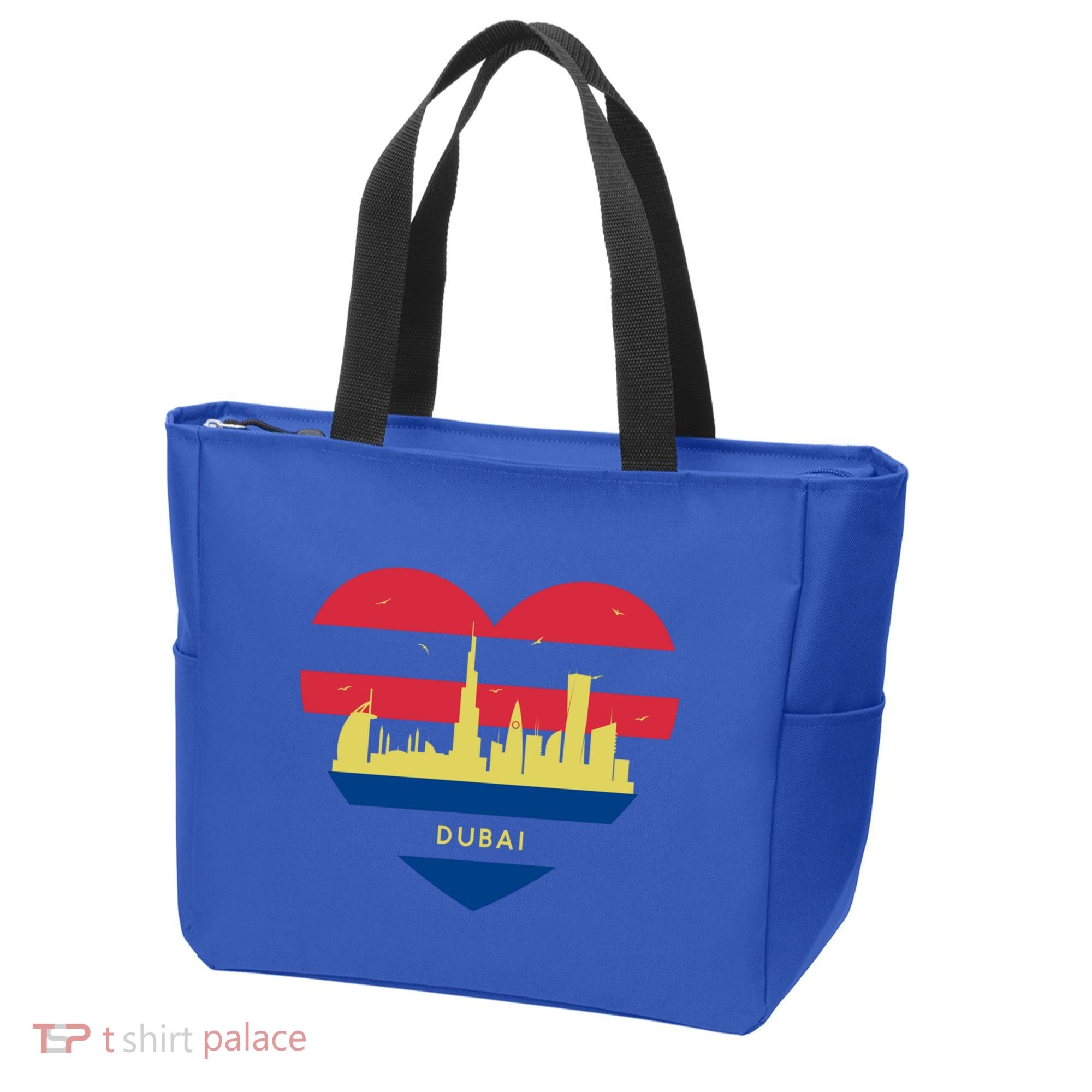 City Skyline Cityscape Heart Shape Birds Flying Dubai Gift Tote Bag