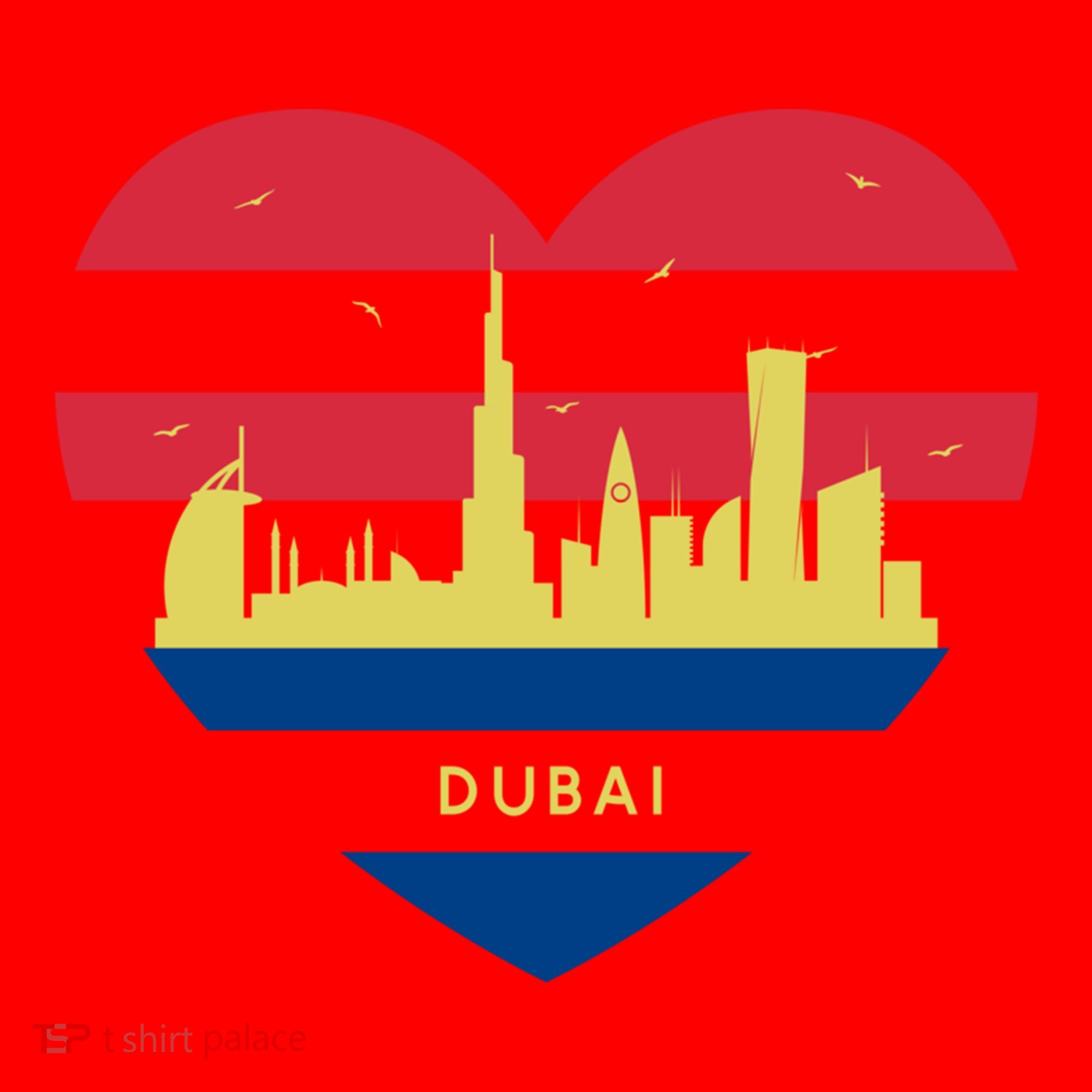 City Skyline Cityscape Heart Shape Birds Flying Dubai Gift Santa Hat